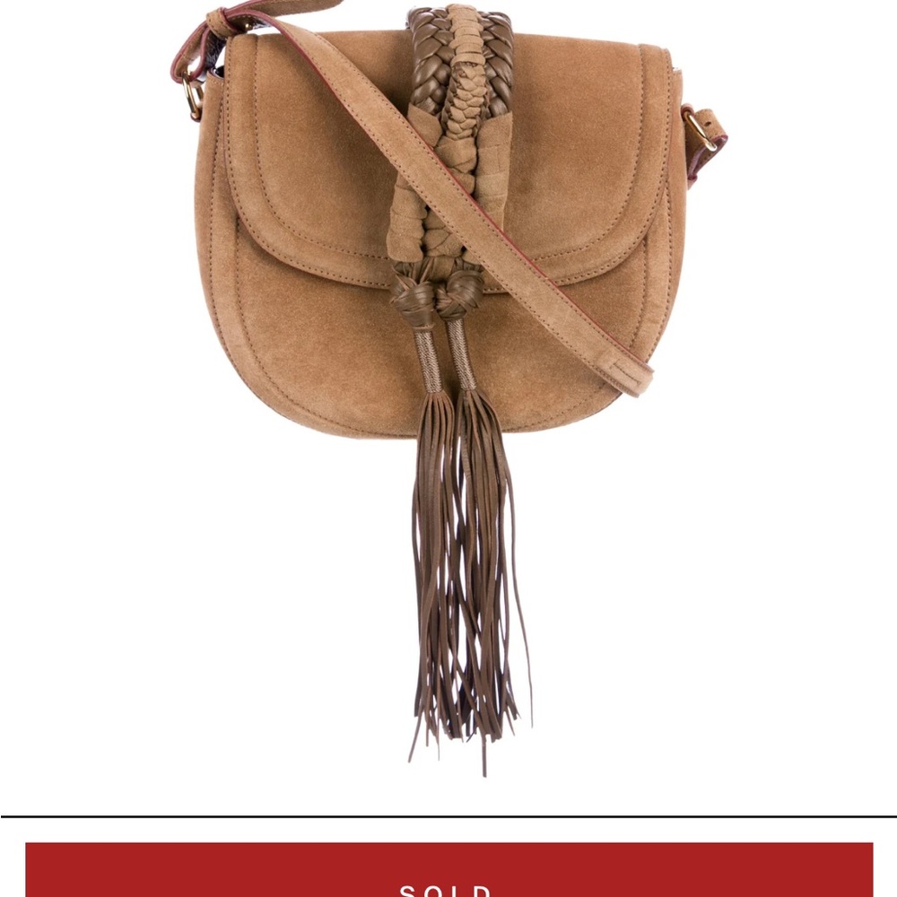 Altuzarra Tan Suede Crossbody Bag with Braided Accent READ DESCRIPTION *AS IS*